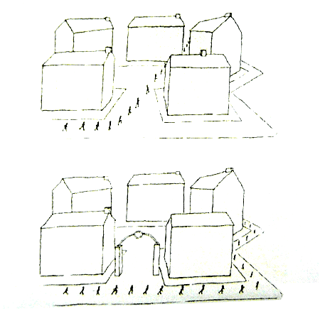 Addition of archway to discourage use as through-route