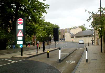 Rising bollards in Silver Street, Cambridge