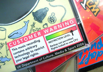 A DRM warning label mockup.