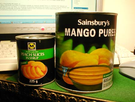 Morrisons Peaches and Sainsbury's Mango Puree