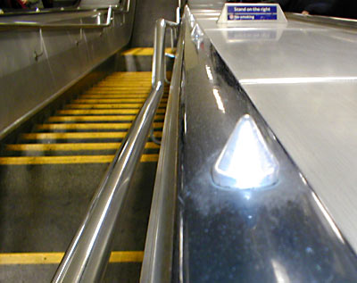 Handrail spikes at Highbury & Islington station, London