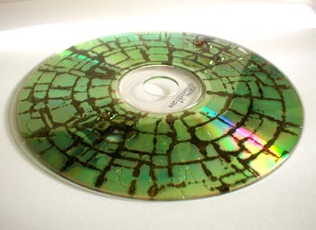 A CD with its functionality destroyed using GHz-range radio frequencies