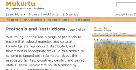 Screenshot of Mukurtu archive website