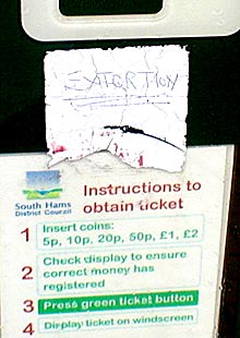 Parking ticket machine in Totnes, Devon
